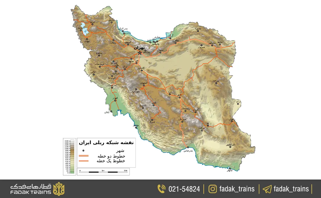 نقشه ‌ای کامل از خطوط ریلی کشور ایران