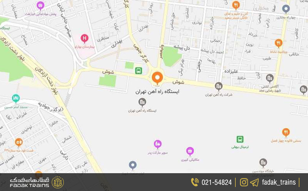 نقشه ایستگاه راه آهن تهران