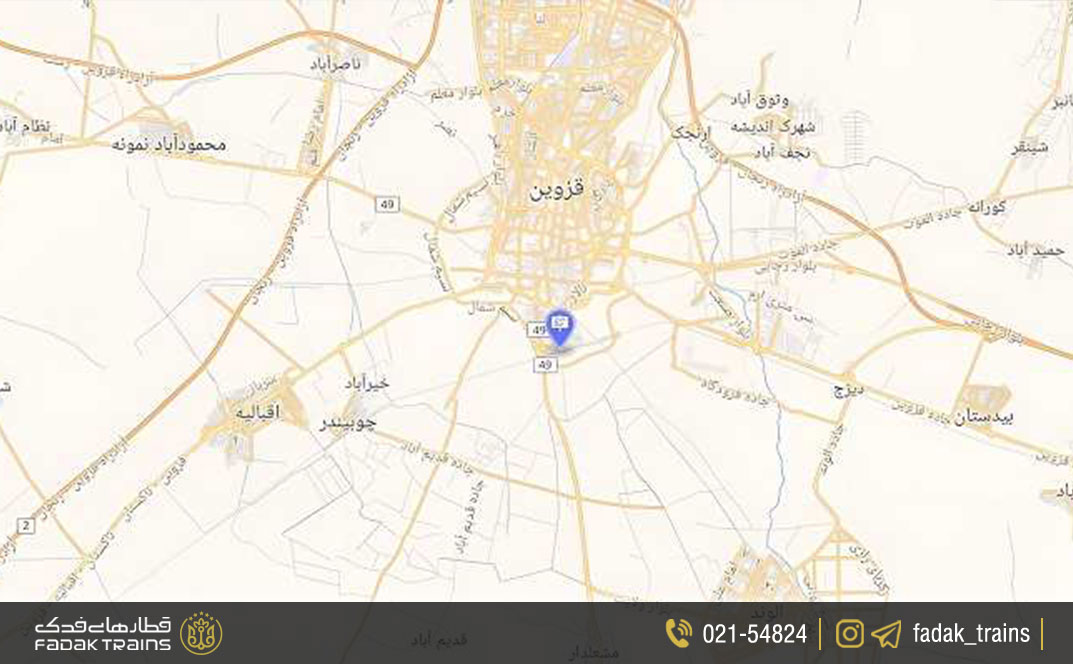 نقشه ایستگاه راه آهن قزوین