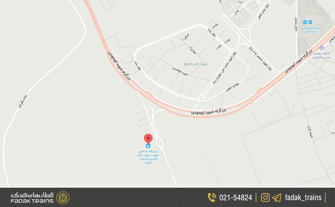 نقشه ایستگاه راه آهن کرمان
